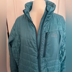 LL Bean womens 2x packaway primaloft full zip jacket like new teal